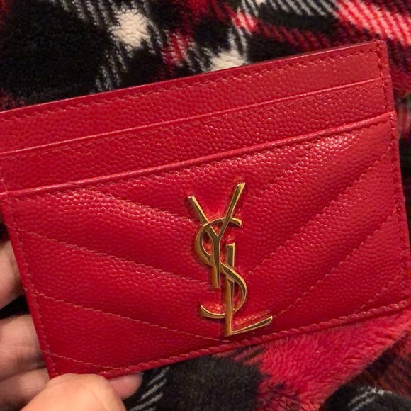 Yves Saint Laurent Accessories - YSL red logo card holder